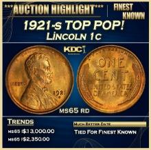 1921-s Lincoln Cent TOP POP! 1c ms65 rd SEGS