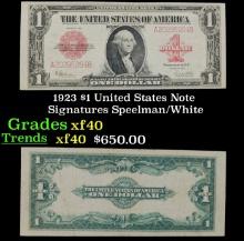 1923 $1 United States Note Grades xf Signatures Speelman/White