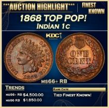 1868 Indian Cent TOP POP! 1c ms66+ RB SEGS