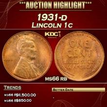 1931-d Lincoln Cent 1c ms66 rb SEGS