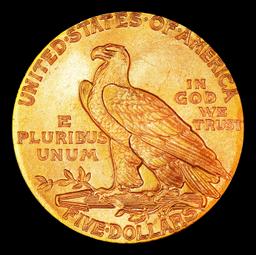 1909-p Gold Indian Half Eagle Near Top Pop! $5 ms66 USCG