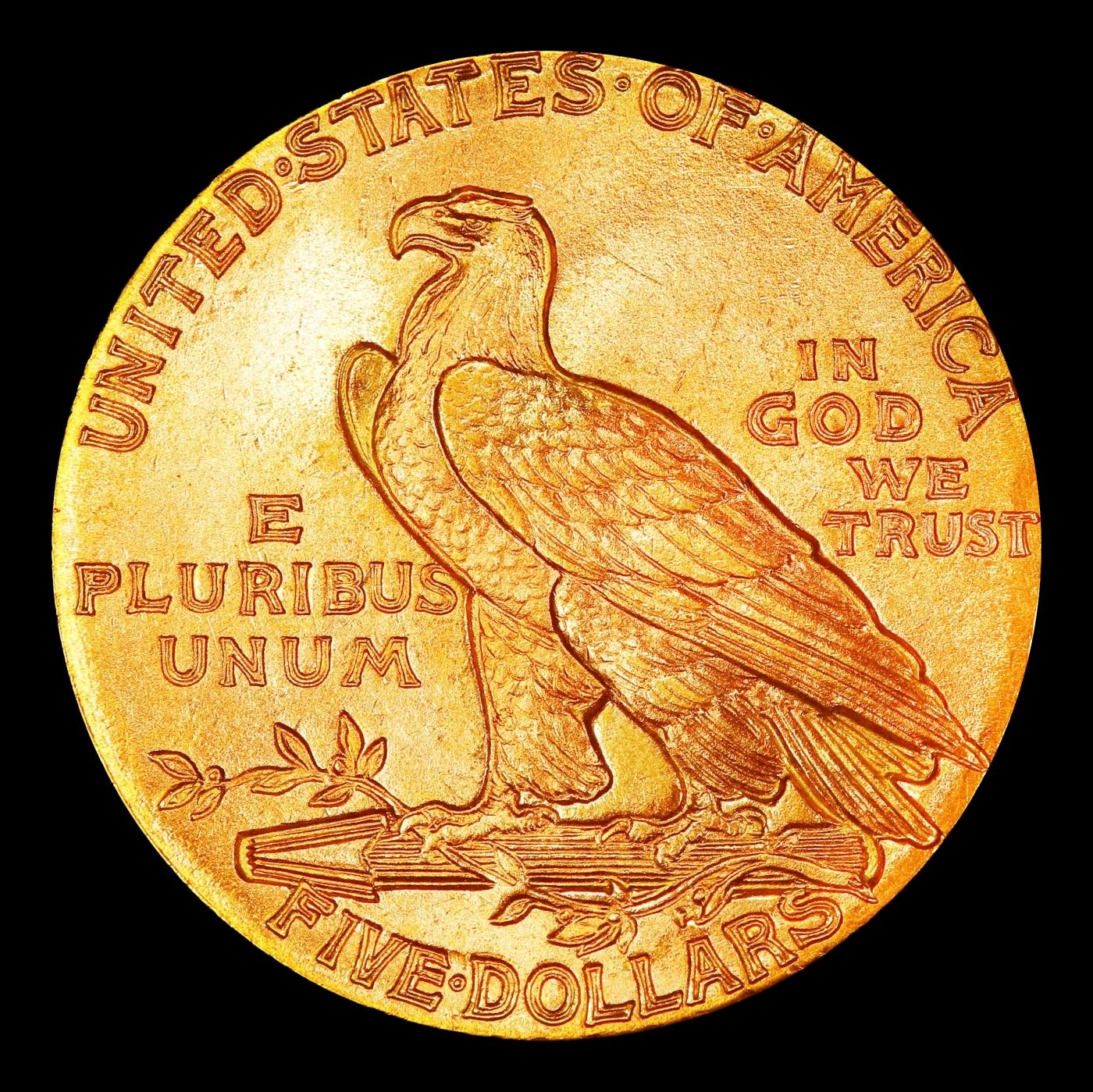 1909-p Gold Indian Half Eagle Near Top Pop! $5 ms66 USCG