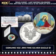 Jesus Christ - Last Supper Colorized 1oz .999 Fine Silver Eagle $1 w/ Display Box & COA Other Toy