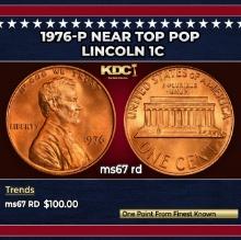 1976-p Lincoln Cent Near Top Pop 1c ms67 rd SEGS