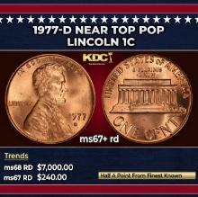 1977-d Lincoln Cent Near Top Pop 1c ms67+ rd SEGS
