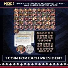 Complete Set of 47 US Presidents Colorized Washington Quarters w/ BOX Other Toy