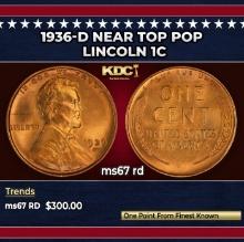 1936-d Lincoln Cent Near Top Pop 1c ms67 rd SEGS