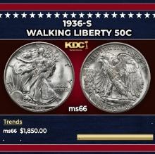 1936-s Walking Liberty Half Dollar 50c ms66 SEGS