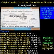 Original sealed box 5- 1980 United States Mint Sets