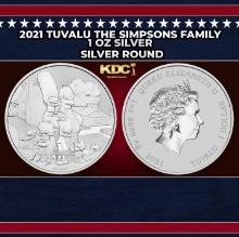 2021 Tuvalu The Simpsons Family - 1 oz Silver Round Round