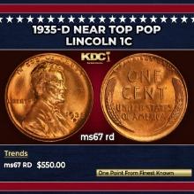 1935-d Lincoln Cent Near Top Pop 1c ms67 rd SEGS