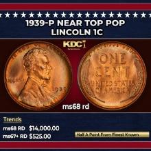 1939-p Lincoln Cent Near Top Pop 1c ms68 rd SEGS