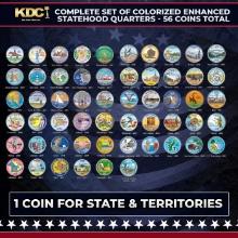 1999-2009 Complete Set of Colorized Enhanced Statehood Quarters - 56 Coins Total Other Toy