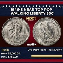 1946-s Walking Liberty Half Dollar Near Top Pop 50c ms66+ SEGS