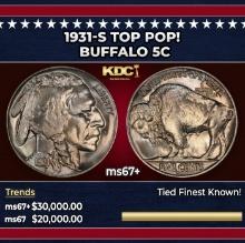 1931-s Buffalo Nickel TOP POP! 5c ms67+ SEGS