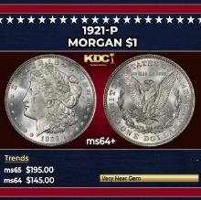 1921-p Morgan Dollar $1 Grades ms64+