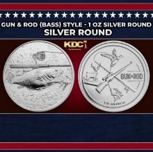 Gun & Rod (Bass) Style - 1 oz Silver Round Round