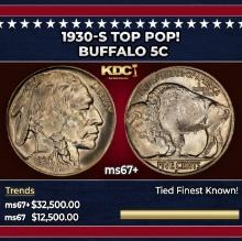 1930-s Buffalo Nickel TOP POP! 5c ms67+ SEGS