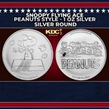 Snoopy Flying Ace Peanuts Style - 1 oz Silver Round Round
