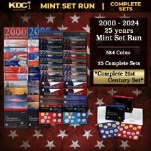 2000-2024 25 Years Mint Set Run - 584 Coins, 25 Complete Sets Comeplete 21st century Set