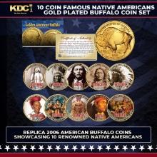 10 Coin 14k Gold Plated Famous Native Americans (American Indians) Gold Plated Buffalo Coin Set Othe