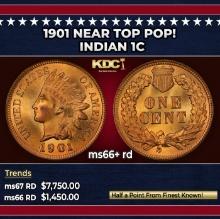 1901 Indian Cent Near Top Pop! 1c ms66+ rd SEGS