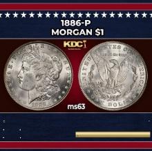 1886-p Morgan Dollar $1 Grades ms63