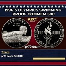 1996-s Olympics Swimming Proof Modern Commem Half Dollar 50c pr70 dcam SEGS