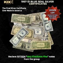 15x 1957 $1 Blue Seal Silver Certificates Grades VF/XF