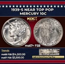 1939-s Mercury Dime Near Top Pop 10c ms67+ FSB SEGS