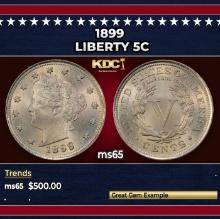1899 Liberty Nickel 5c Grades ms65