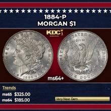 1884-p Morgan Dollar $1 Grades ms64+
