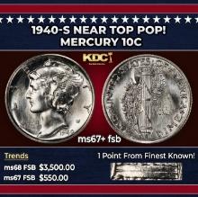 1940-s Mercury Dime Near Top Pop! 10c ms67+ fsb SEGS