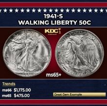 1941-s Walking Liberty Half Dollar 50c Grades ms65+