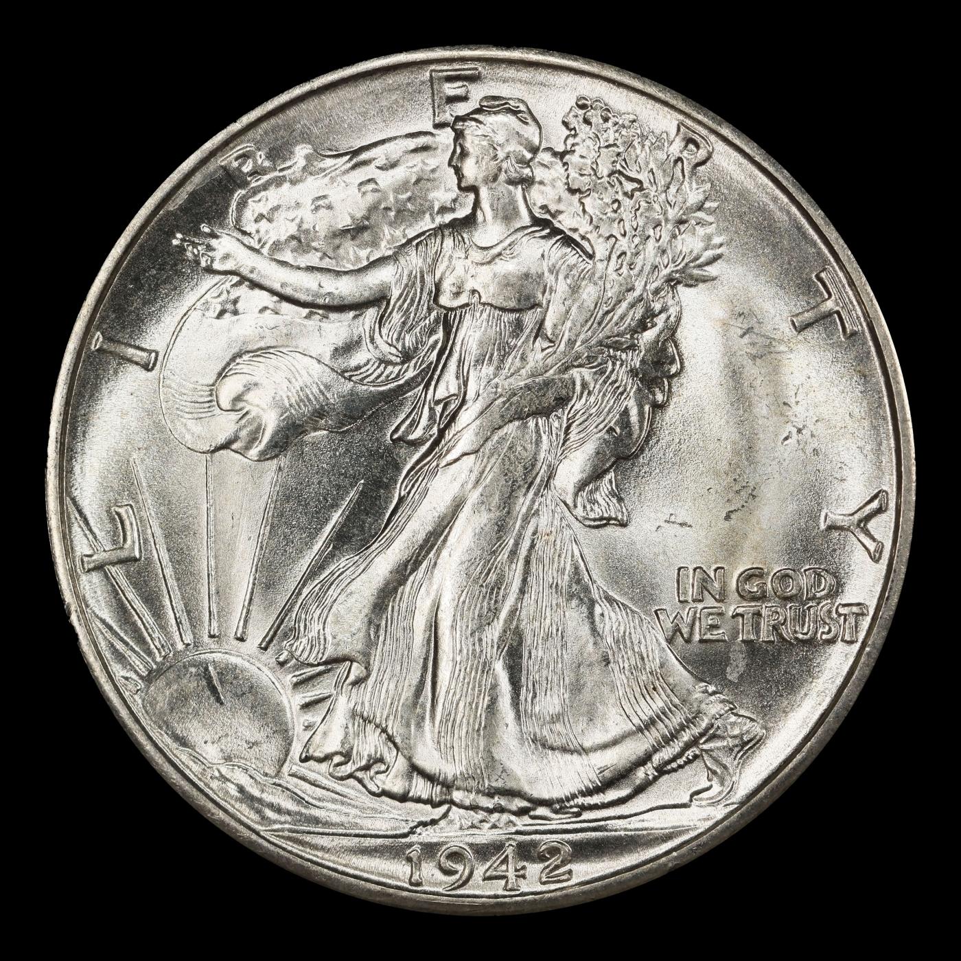 1942-d Walking Liberty Half Dollar Near Top Pop 50c ms67 SEGS