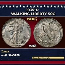 1935-d Walking Liberty Half Dollar 50c ms65 SEGS