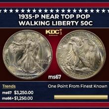 1935-p Walking Liberty Half Dollar Near Top Pop 50c ms67 SEGS