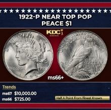 1922-p Peace Dollar Near Top Pop $1 ms66+ SEGS