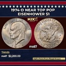 1974-d Eisenhower Dollar Near Top Pop $1 ms67 SEGS
