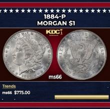 1884-p Morgan Dollar $1 Grades ms66