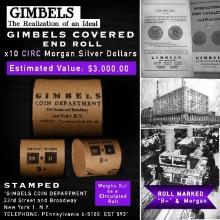 AC- Rare GIMBLES Circ Morgan Dollar $1 Roll 10 Coin B+