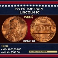 1971-s Lincoln Cent TOP POP! 1c ms67+ rd SEGS