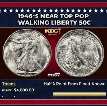1946-s Walking Liberty Half Dollar Near Top Pop 50c ms67 SEGS
