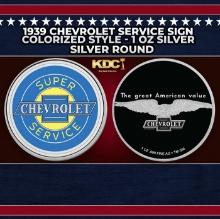 1939 Chevrolet Service Sign Colorized Style - 1 oz Silver Round Round