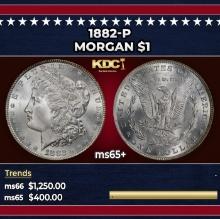 1882-p Morgan Dollar $1 Grades ms65+