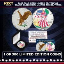 2025 Colorized Limited Editon 1oz Silver Eagle Coin, Limited to 300. Type 2. Other Toy