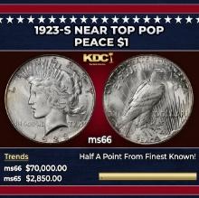 1923-s Peace Dollar Near Top Pop $1 ms66 SEGS