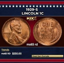 1929-s Lincoln Cent 1c Grades ms65 rd