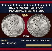 1937-s Walking Liberty Half Dollar Near Top Pop 50c ms67 SEGS