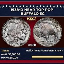 1938-d Buffalo Nickel Near Top Pop 5c ms68 SEGS